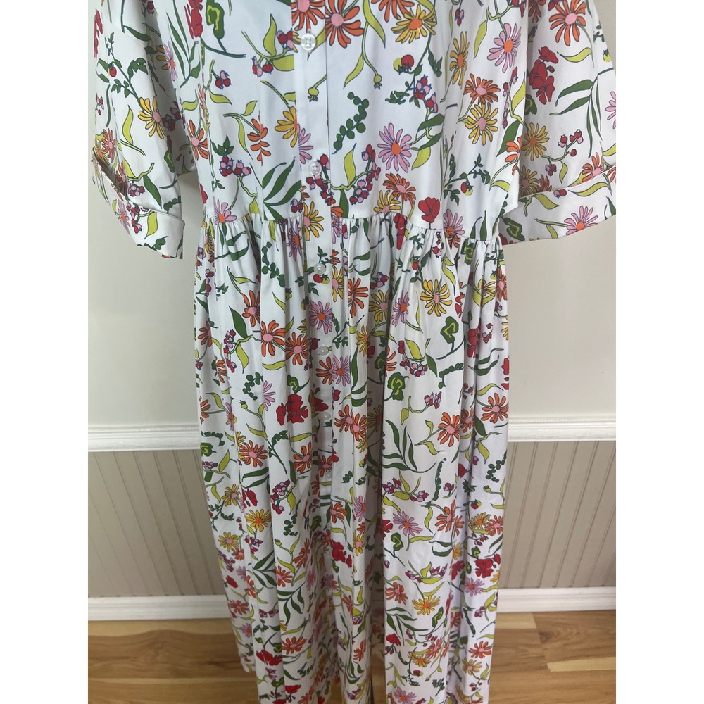 Kate Spade New York Greenhouse Floral Cotton Poplin Midi Shirt Dress Size L NWOT - Picture 14 of 14